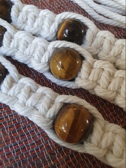 Plant hangers with tigers eye beads