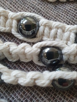 Plant hangers with hematite beads