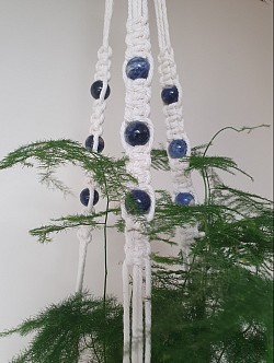 Plant hangers with sodalite beads