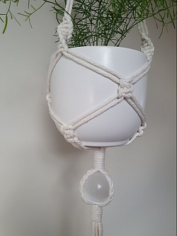 Selenite sphere plant hanger
