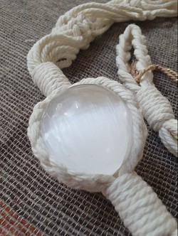 Selenite sphere plant hanger