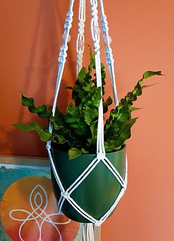 Rose quartz beaded plant hanger