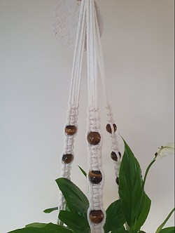 Tigers eye beaded plant hanger