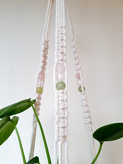 Jade, clear and rose quartz plant hanger