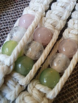 Jade, clear and Rose quartz plant hanger