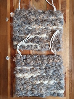 Mixed Romney wool seat pads brown/grey and white